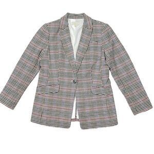 Talbots Notched Collar Single Breasted Wool Blend Houndstooth Blazer size 10